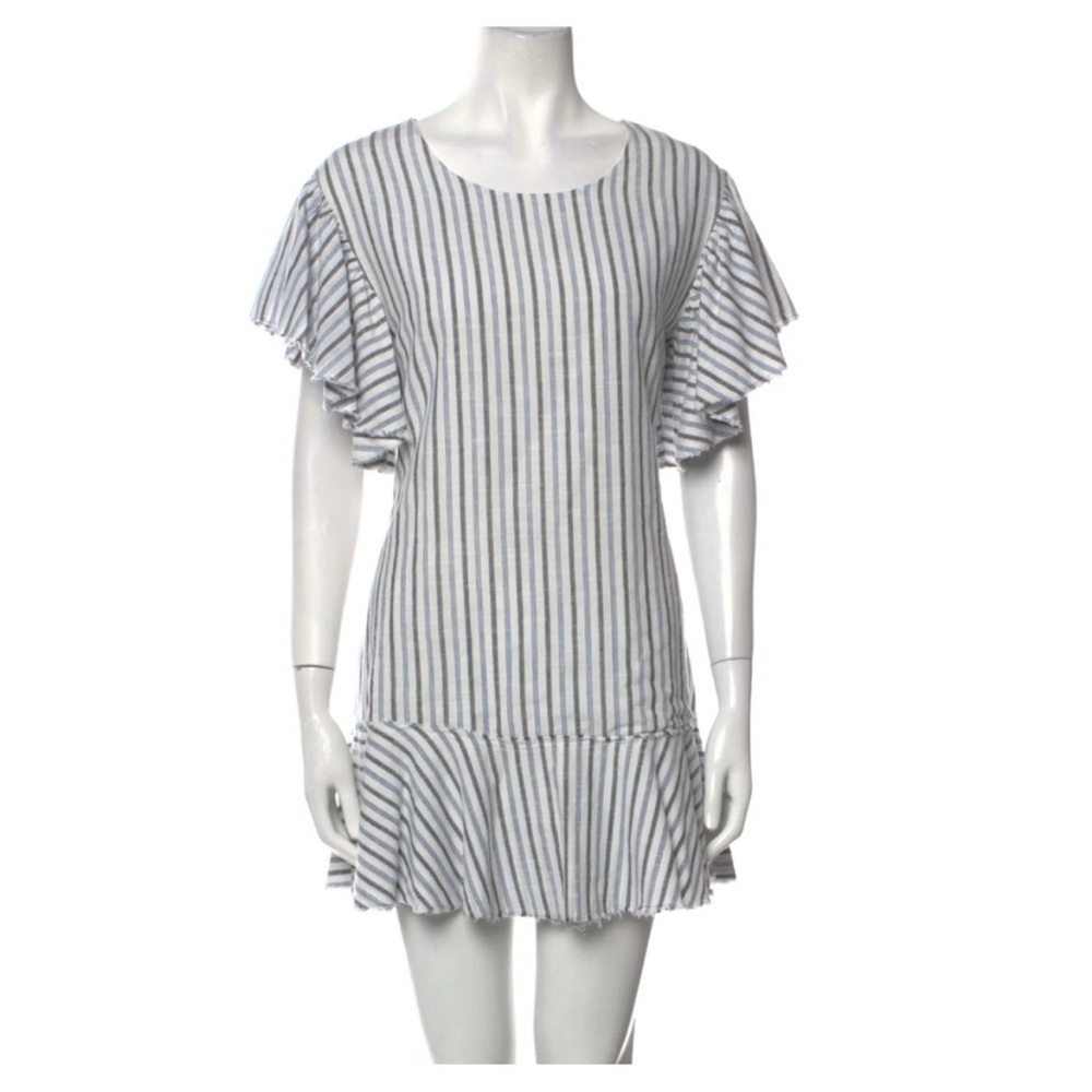 LoveShackFancy Blue and White Striped Mini Dress